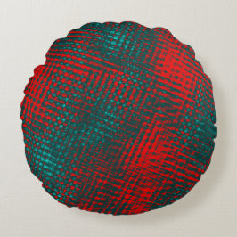 赤い十字が切れたシアンまたは灰色の空 ラウンドクッション