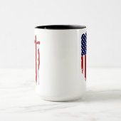 赤い十字の入ったディストressedアメリカ国旗 マグカップ (中央)