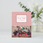 赤い千鳥格子の休日の写真はがき シーズンポストカード (スタンド正面)