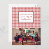 赤い千鳥格子の休日の写真はがき シーズンポストカード (正面/裏面)