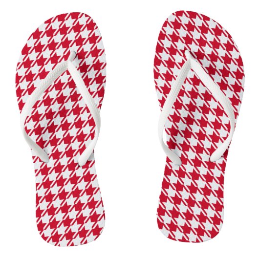 赤い千鳥格子の繰り返しパターン ビーチサンダル (ソール)
