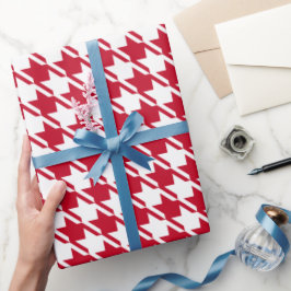 赤い千鳥格子の繰り返しパターン ラッピングペーパー