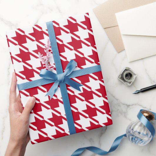 赤い千鳥格子の繰り返しパターン ラッピングペーパー (ギフト)