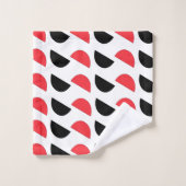 赤い半円のジオメトリパターン バスタオルセット (ウォッシュタオル)