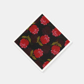 赤い半透明バラ刺繍模様 スタンダードカクテルナプキン (角)