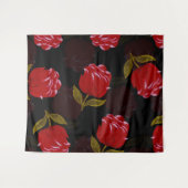 赤い半透明バラ刺繍模様 タペストリー (正面(横))