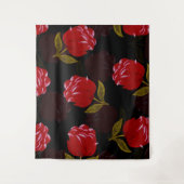 赤い半透明バラ刺繍模様 タペストリー (正面)