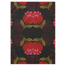 赤い半透明バラ刺繍模様