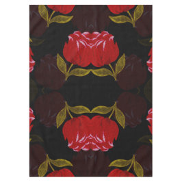 赤い半透明バラ刺繍模様 テーブルクロス