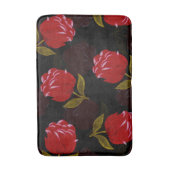 赤い半透明バラ刺繍模様 バスマット (正面縦)