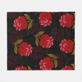 赤い半透明バラ刺繍模様 フリースブランケット (正面(横))