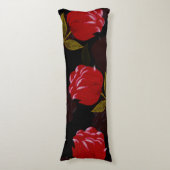 赤い半透明バラ刺繍模様 ボディピロー (正面縦)