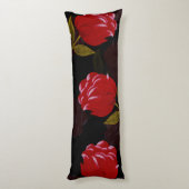 赤い半透明バラ刺繍模様 ボディピロー (裏面 (縦))