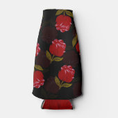 赤い半透明バラ刺繍模様 ボトルクーラー (正面)