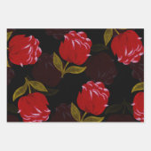 赤い半透明バラ刺繍模様 ラッピングペーパーシート (正面)