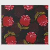 赤い半透明バラ刺繍模様 ラッピングペーパー (フラット)