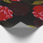 赤い半透明バラ刺繍模様 ラッピングペーパー (角)