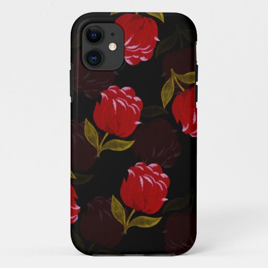 赤い半透明バラ刺繍模様 Case-Mate iPhoneケース (裏面)