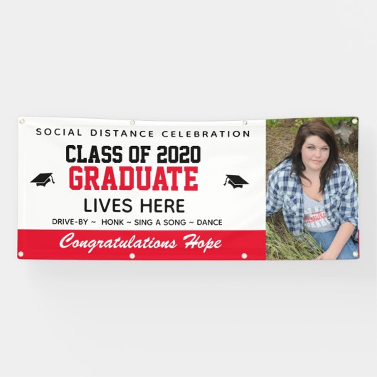 赤い卒カスタマイズ業旗:COVID-19 横断幕 (横)