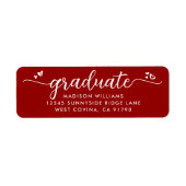 赤い卒業スクリプトハートのアドレはっきりしたス ラベル (正面)