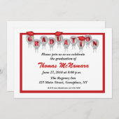 赤い卒業バルーン招待状 招待状 (正面/裏面)