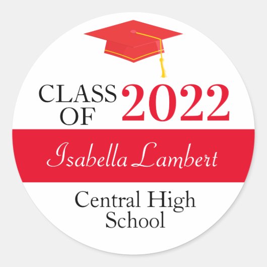 赤い卒業党がラウンドステッカーを支持 ラウンドシール (正面)