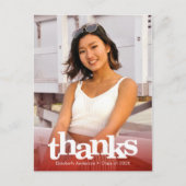 赤い卒業写真はっきりしたタイポグラフィ感謝していユー ポストカード (正面)