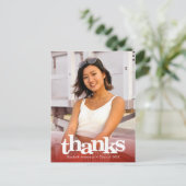 赤い卒業写真はっきりしたタイポグラフィ感謝していユー ポストカード (スタンド正面)