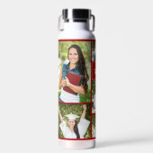 赤い卒業写真コラージュモダン卒業 ウォーターボトル (正面)