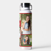 赤い卒業写真コラージュモダン卒業 ウォーターボトル (背面)