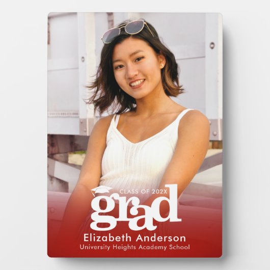 赤い卒業写真タイポグラフィミニマはっきりしたリスト フォトプラーク (正面)