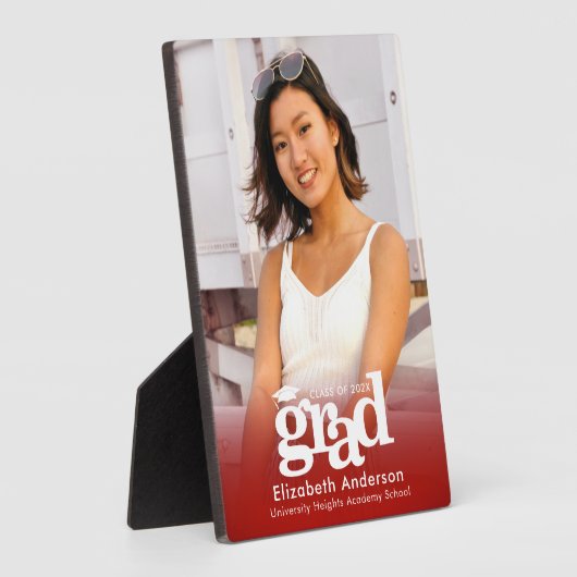 赤い卒業写真タイポグラフィミニマはっきりしたリスト フォトプラーク (側面)