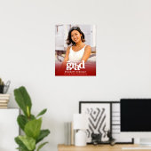 赤い卒業写真タイポグラフィミニマはっきりしたリスト ポスター (ホームオフィス)