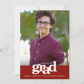 赤い卒業写真モダンタイポグラフィ 案内状 (正面)