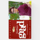 赤い卒業写真金ゴールドキャップはっきりしたモダンシンプル 横断幕 (縦)