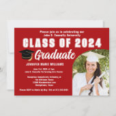 赤い卒業写真 2025年卒業パーティー 招待状 (正面)