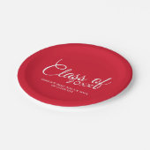 赤い卒業式の年次および文字 ペーパープレート (アングル)