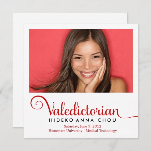 赤い卒業式の発表で首席卒業生311人 案内状 (正面/裏面)