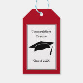 赤い卒業式キャップおめでとうギフトラベル ギフトタグ (正面)