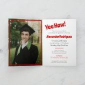 赤い卒業式キャップカウボーイブーツの配置 招待状 (内部)