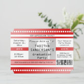 赤い卒業式パーティー入学チケット 招待状 (スタンド正面)