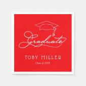 赤い卒業式パーティー スタンダードカクテルナプキン (正面)