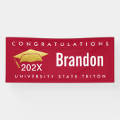 赤い卒業式金ゴールドモダンキャップはっきりしたグラフィックシンプル 横断幕 (横)