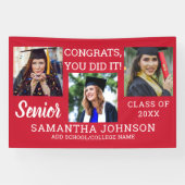 赤い卒業式3フォトコラージュおめでとうシニアズ 横断幕 (横)