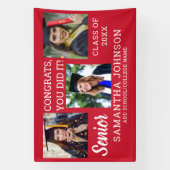 赤い卒業式3フォトコラージュおめでとうシニアズ 横断幕 (縦)