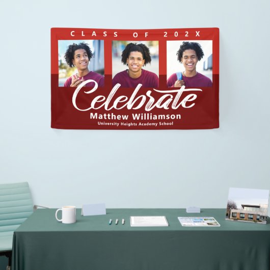 赤い卒業式3フォトスクはっきりしたリッモダント 横断幕 (トレードショー)