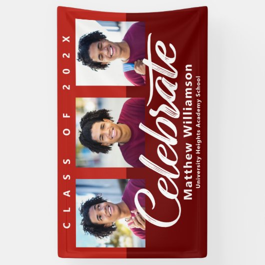 赤い卒業式3フォトスクはっきりしたリッモダント 横断幕 (縦)