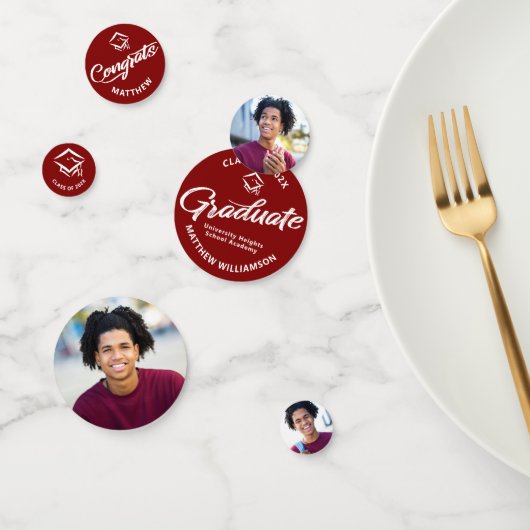 赤い卒業式3フォトスクリプはっきりしたトキャップのミニマリスト コンフェッティ (グループ)