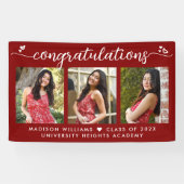 赤い卒業式3 フォト モダン カリグラフィー ハート 横断幕 (横)