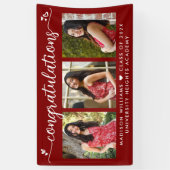 赤い卒業式3 フォト モダン カリグラフィー ハート 横断幕 (縦)